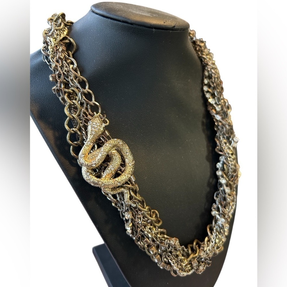 🐍 Vintage “It’s Kind of Difficult” Twisted chain Necklace w/gold snake pendent - Picture 3 of 5